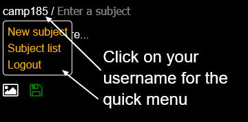 screenshot on how to list all your subjects and logout, top left menu.